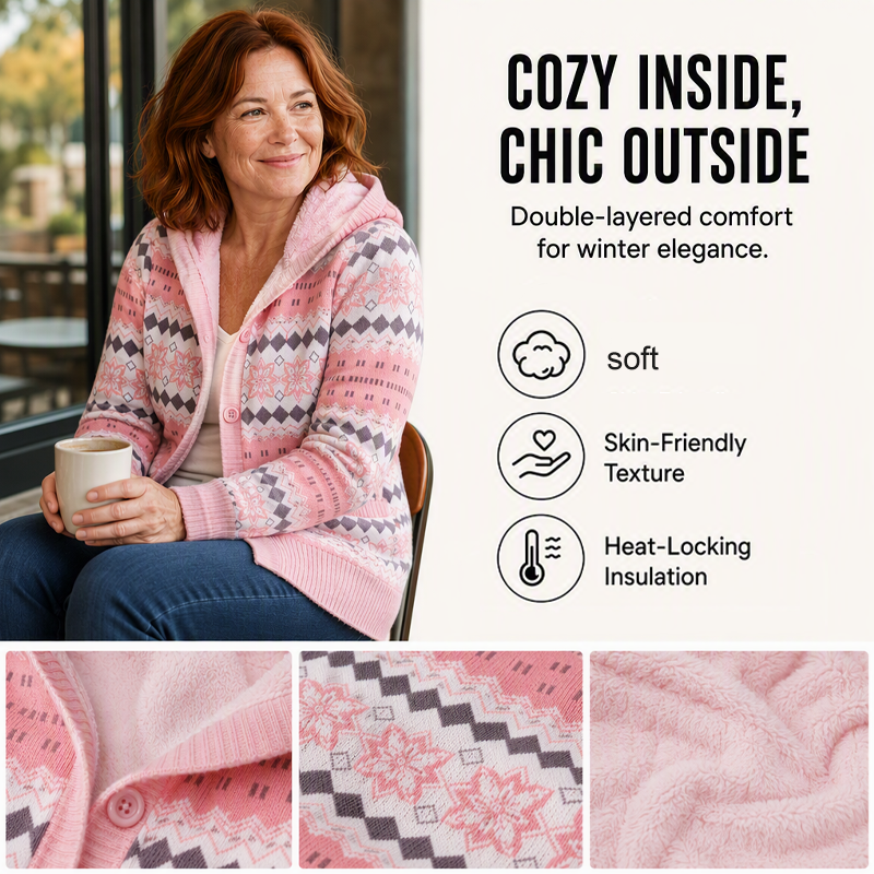 ⏰ Seasonal changeover sale: 50% off – quality at half the price! ✨Women's Plush-Lined Hooded Knit Cardigan