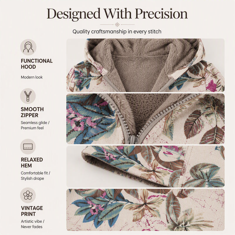 ⏰ Seasonal changeover sale: 50% off – quality at half the price! ✨Women's Vintage Leaf Print Hooded Coat