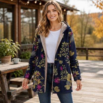 ⏰ Seasonal changeover sale: 50% off – quality at half the price! ✨Women's Vintage Leaf Print Hooded Coat