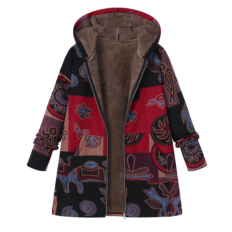 ⏰ Seasonal changeover sale: 50% off – quality at half the price! ✨Women's Vintage Leaf Print Hooded Coat