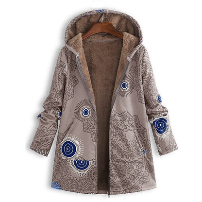 ⏰ Seasonal changeover sale: 50% off – quality at half the price! ✨Women's Vintage Leaf Print Hooded Coat