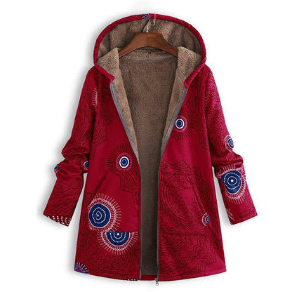 ⏰ Seasonal changeover sale: 50% off – quality at half the price! ✨Women's Vintage Leaf Print Hooded Coat