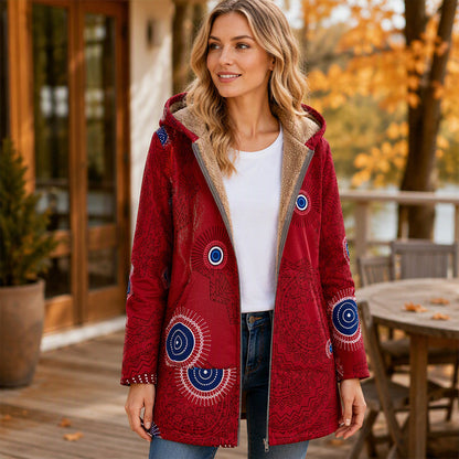 ⏰ Seasonal changeover sale: 50% off – quality at half the price! ✨Women's Vintage Leaf Print Hooded Coat