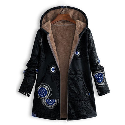 ⏰ Seasonal changeover sale: 50% off – quality at half the price! ✨Women's Vintage Leaf Print Hooded Coat