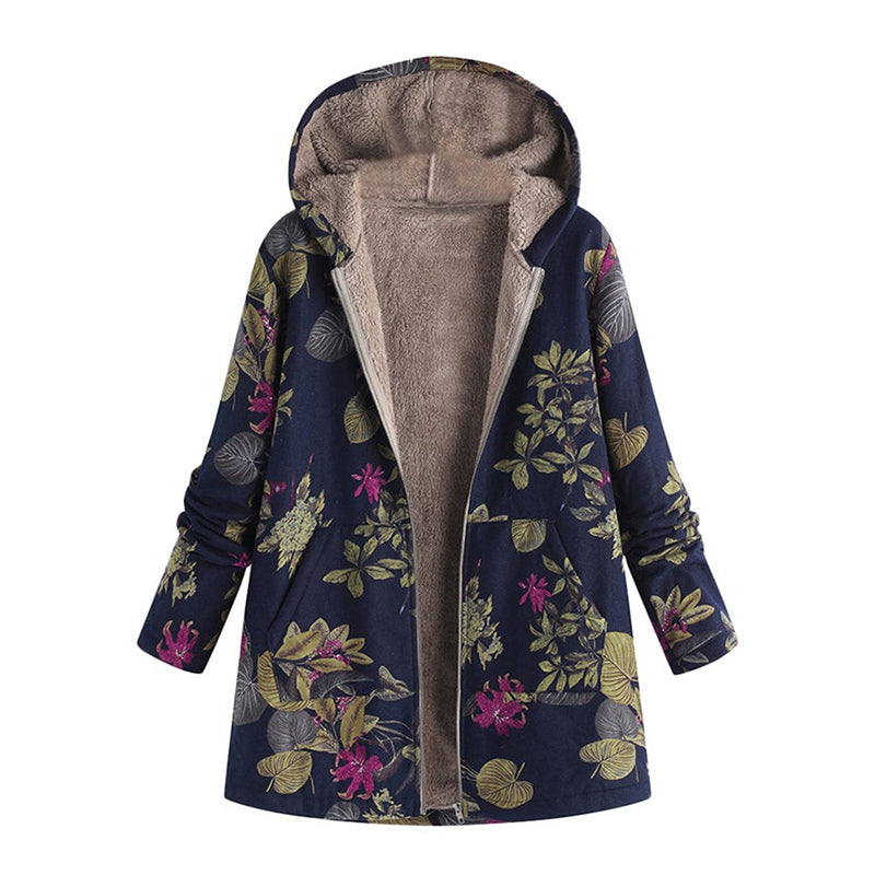 ⏰ Seasonal changeover sale: 50% off – quality at half the price! ✨Women's Vintage Leaf Print Hooded Coat