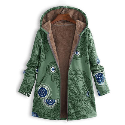 ⏰ Seasonal changeover sale: 50% off – quality at half the price! ✨Women's Vintage Leaf Print Hooded Coat