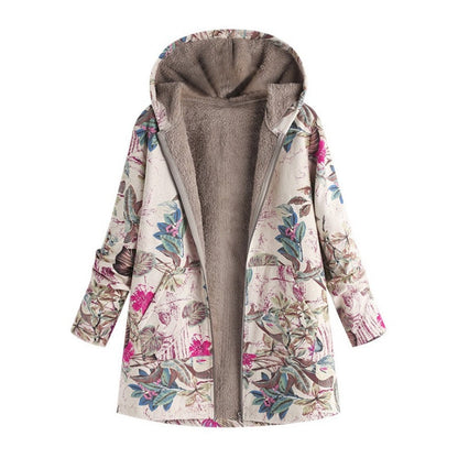 ⏰ Seasonal changeover sale: 50% off – quality at half the price! ✨Women's Vintage Leaf Print Hooded Coat