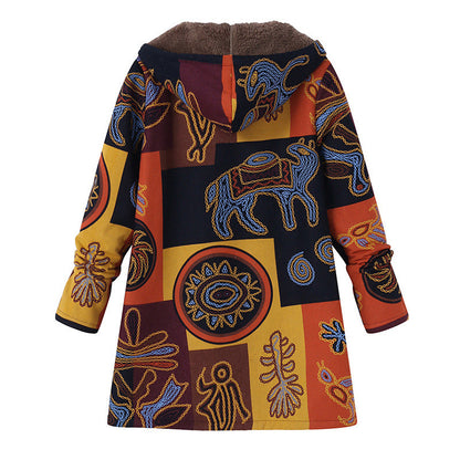 ⏰ Seasonal changeover sale: 50% off – quality at half the price! ✨Women's Vintage Leaf Print Hooded Coat