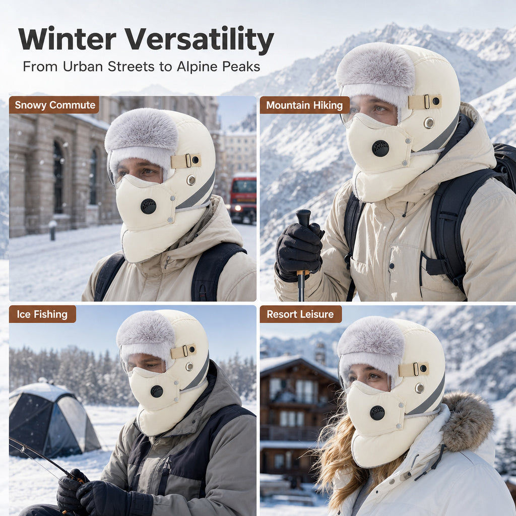 💖Black Friday Mega Deal – 50% off!💖 Windproof Winter Thermal Trapper Hat with Integrated Face Mask