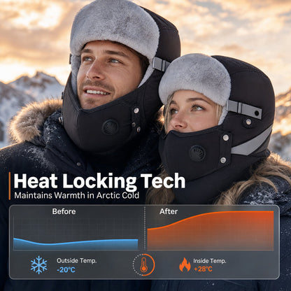 💖Black Friday Mega Deal – 50% off!💖 Windproof Winter Thermal Trapper Hat with Integrated Face Mask