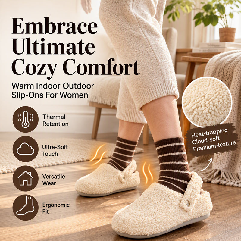 ⏰ Seasonal changeover sale: 50% off – quality at half the price! ✨Women's Closed-Toe Faux Shearling Slippers
