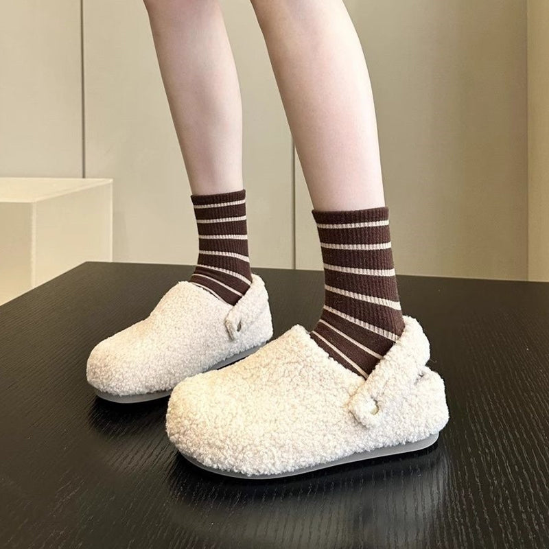 ⏰ Seasonal changeover sale: 50% off – quality at half the price! ✨Women's Closed-Toe Faux Shearling Slippers