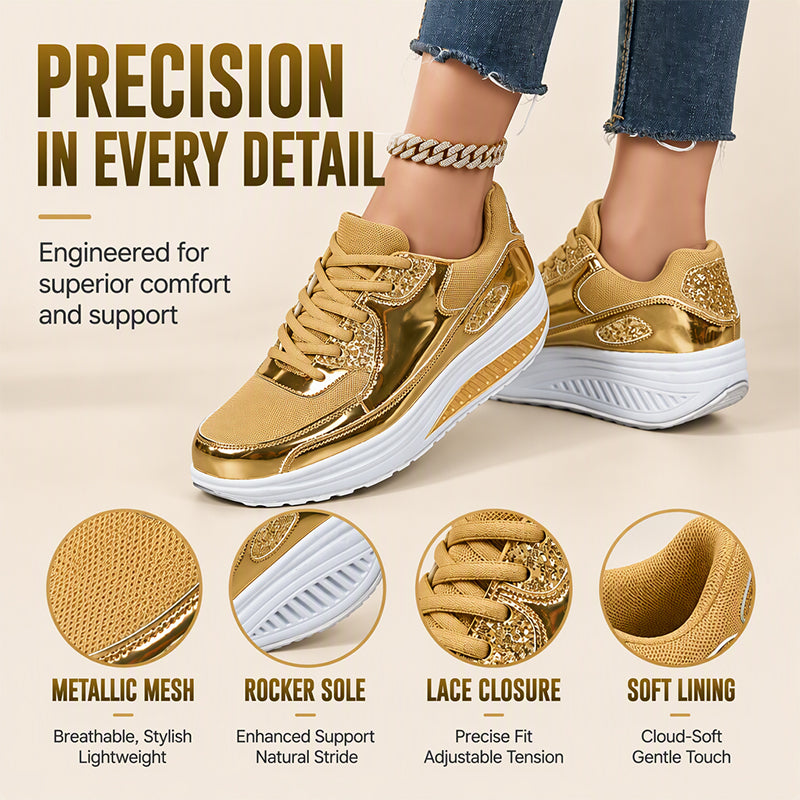 🎉The Lowest Price But The Best Quality!🔥Women's Shiny Platform Rocker Sole Sneakers
