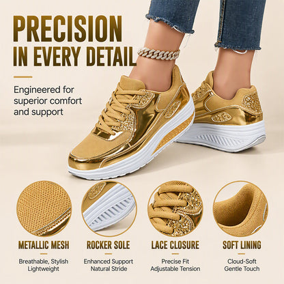 🎉The Lowest Price But The Best Quality!🔥Women's Shiny Platform Rocker Sole Sneakers