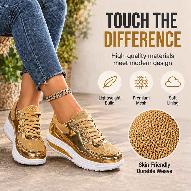 🎉The Lowest Price But The Best Quality!🔥Women's Shiny Platform Rocker Sole Sneakers