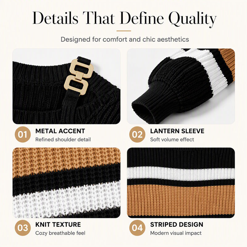 ⏰ Last Day of the Sale – 50% OFF ✨Women's Casual Off Shoulder Striped Sweater