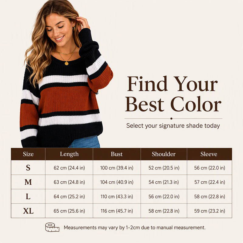 ⏰ Last Day of the Sale – 50% OFF ✨Women's Casual Off Shoulder Striped Sweater