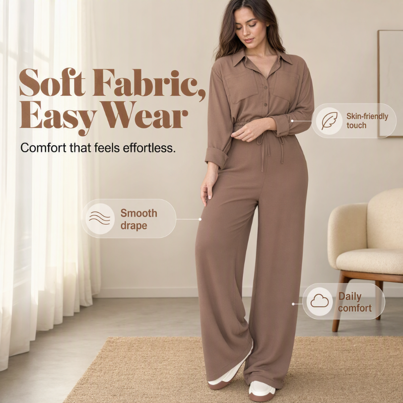 ⏰ Seasonal changeover sale: 50% off – quality at half the price! ✨Women's Waist-Defining Shirt Jumpsuit