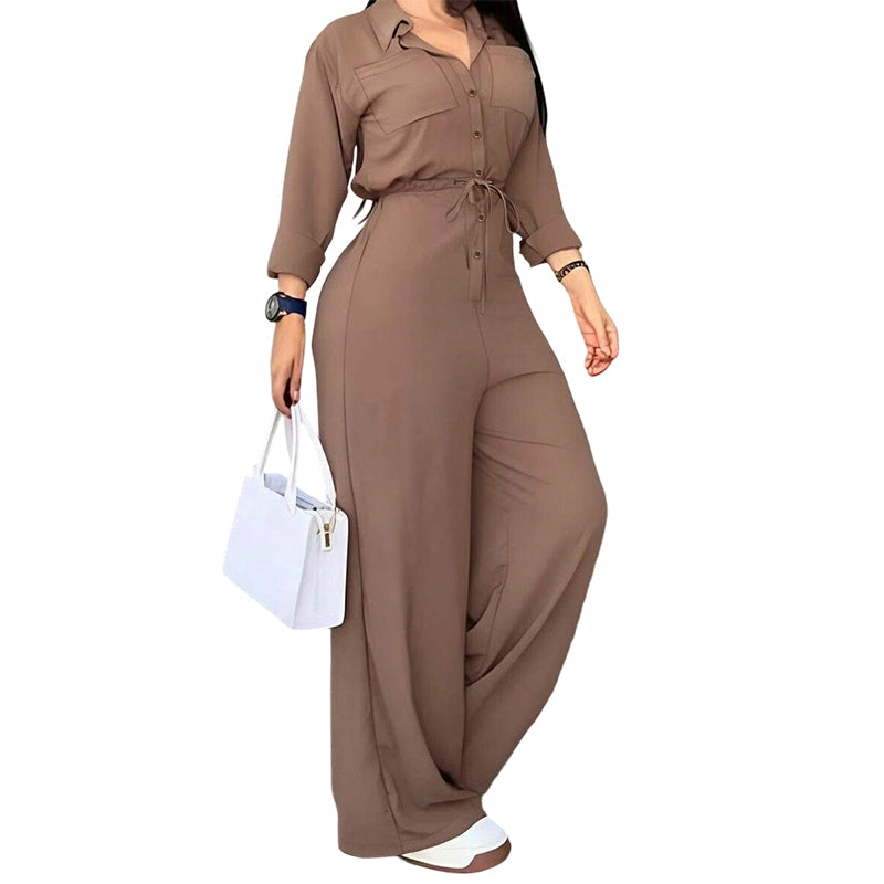 ⏰ Seasonal changeover sale: 50% off – quality at half the price! ✨Women's Waist-Defining Shirt Jumpsuit