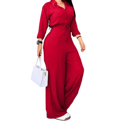 ⏰ Seasonal changeover sale: 50% off – quality at half the price! ✨Women's Waist-Defining Shirt Jumpsuit