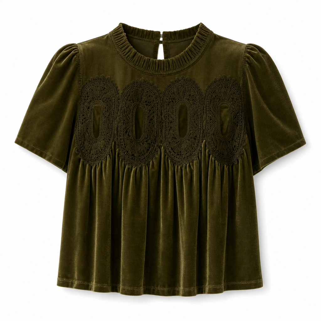 ✨Limited stock available, don’t miss out!🎉Women's Solid Short Sleeve Top with Ruffle Collar