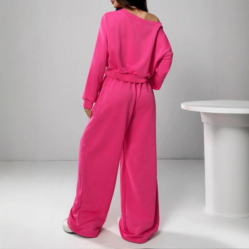 ⏰ Last Day of the Sale – 50% OFF ✨Women's Off-Shoulder Sweatshirt & Wide-Leg Pants Set