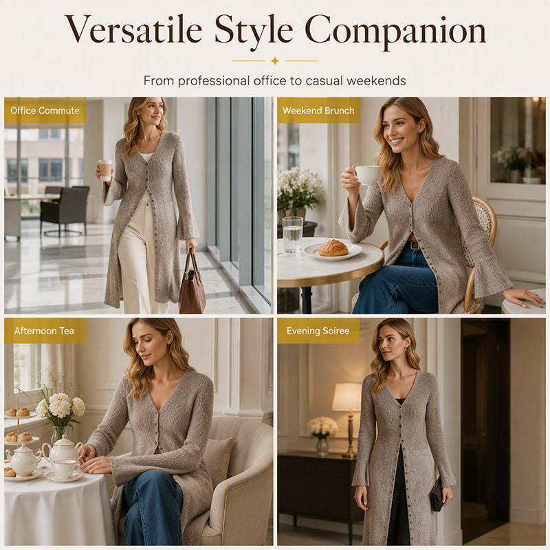 ✨Limited stock available, don’t miss out!🎉Women's Knit Long Open Front Cardigan
