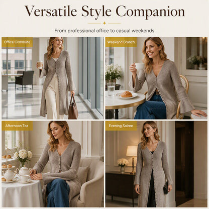 ✨Limited stock available, don’t miss out!🎉Women's Knit Long Open Front Cardigan
