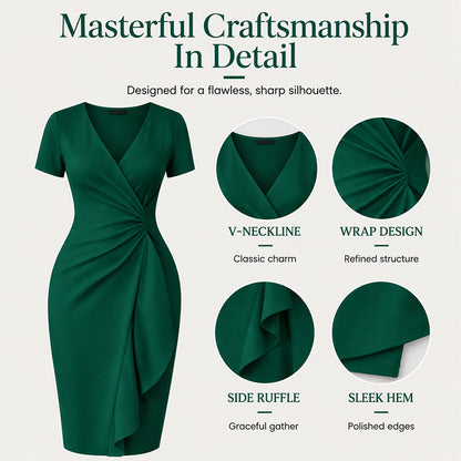 ✨Limited stock available, don’t miss out!🎉Women's Elegant V-Neck Ruffle Wrap Dress