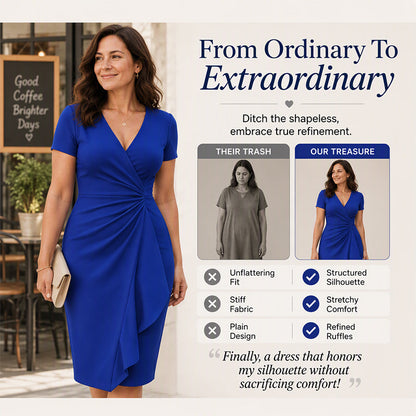 ✨Limited stock available, don’t miss out!🎉Women's Elegant V-Neck Ruffle Wrap Dress