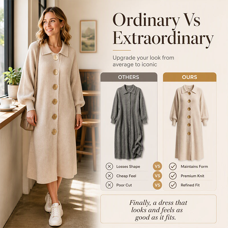 ⏰ Seasonal changeover sale: 50% off – quality at half the price! ✨Women's Lantern Sleeve Ribbed Knit Maxi Dress