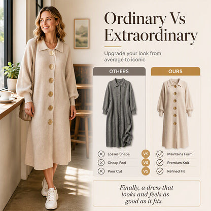 ⏰ Seasonal changeover sale: 50% off – quality at half the price! ✨Women's Lantern Sleeve Ribbed Knit Maxi Dress