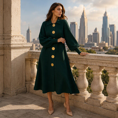⏰ Seasonal changeover sale: 50% off – quality at half the price! ✨Women's Lantern Sleeve Ribbed Knit Maxi Dress