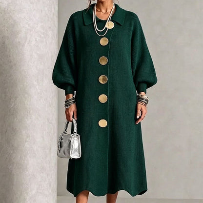 ⏰ Seasonal changeover sale: 50% off – quality at half the price! ✨Women's Lantern Sleeve Ribbed Knit Maxi Dress