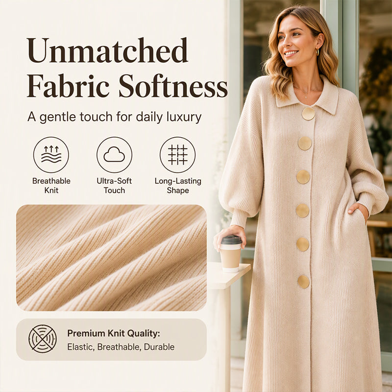 ⏰ Seasonal changeover sale: 50% off – quality at half the price! ✨Women's Lantern Sleeve Ribbed Knit Maxi Dress