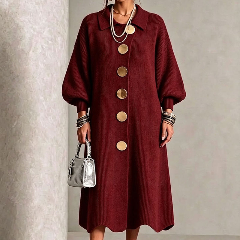 ⏰ Seasonal changeover sale: 50% off – quality at half the price! ✨Women's Lantern Sleeve Ribbed Knit Maxi Dress