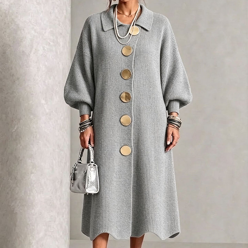 ⏰ Seasonal changeover sale: 50% off – quality at half the price! ✨Women's Lantern Sleeve Ribbed Knit Maxi Dress
