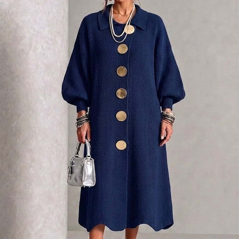 ⏰ Seasonal changeover sale: 50% off – quality at half the price! ✨Women's Lantern Sleeve Ribbed Knit Maxi Dress