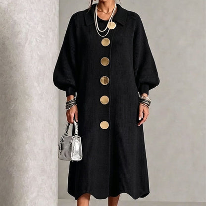 ⏰ Seasonal changeover sale: 50% off – quality at half the price! ✨Women's Lantern Sleeve Ribbed Knit Maxi Dress