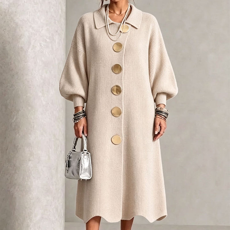 ⏰ Seasonal changeover sale: 50% off – quality at half the price! ✨Women's Lantern Sleeve Ribbed Knit Maxi Dress