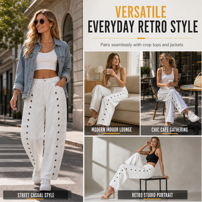 Women's Retro High Waisted Curved Leg Jeans