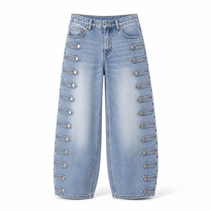Women's Retro High Waisted Curved Leg Jeans