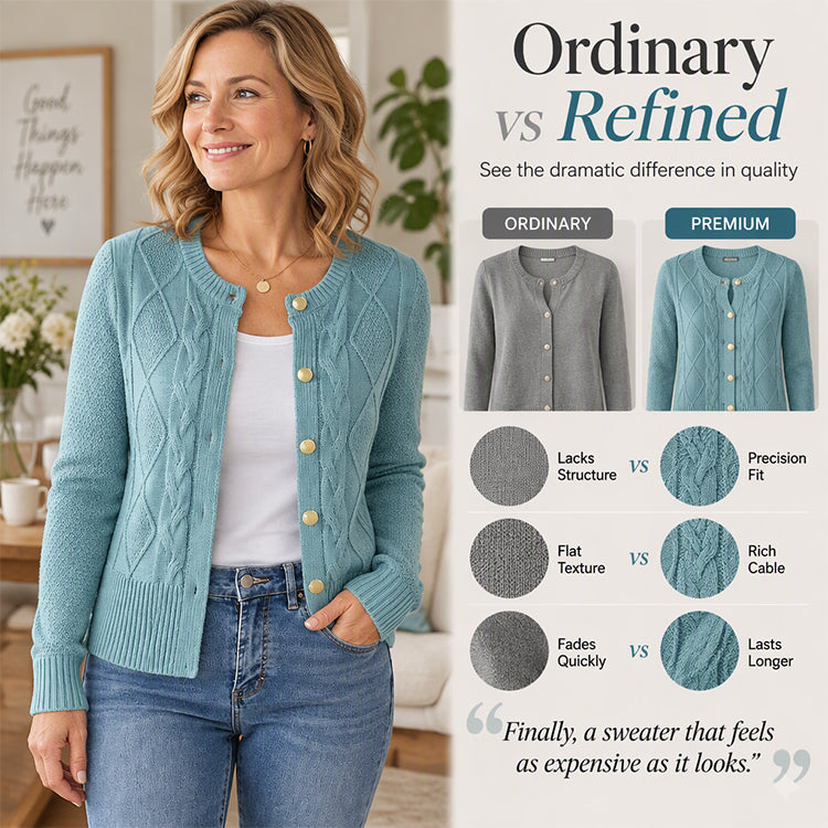⏰ Seasonal changeover sale: 50% off – quality at half the price! ✨Women's Elegant Textured Cable Knit Cardigan