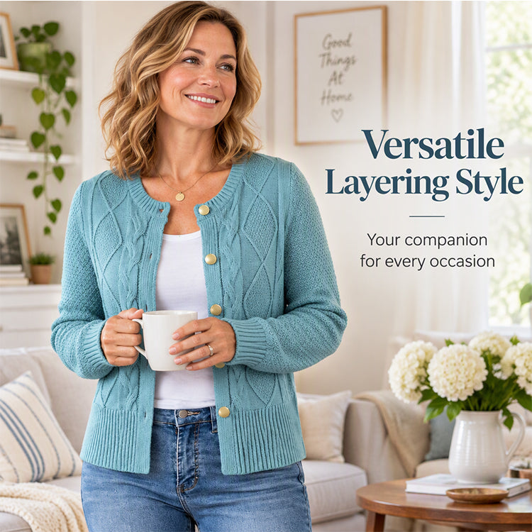 ⏰ Seasonal changeover sale: 50% off – quality at half the price! ✨Women's Elegant Textured Cable Knit Cardigan