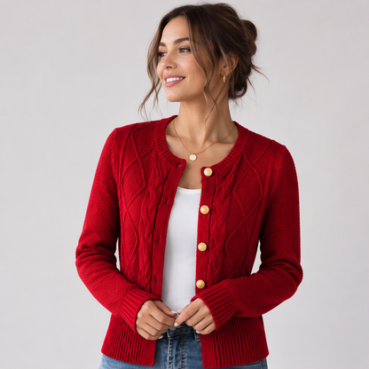 ⏰ Seasonal changeover sale: 50% off – quality at half the price! ✨Women's Elegant Textured Cable Knit Cardigan