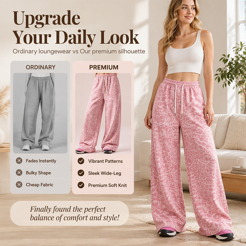 ✨Limited stock available, don’t miss out!🎉Women's Casual Leopard Print Wide Leg Sweatpants