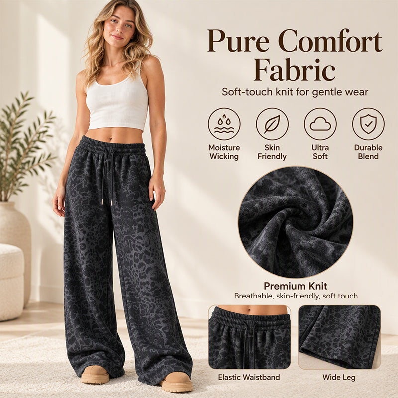 ✨Limited stock available, don’t miss out!🎉Women's Casual Leopard Print Wide Leg Sweatpants
