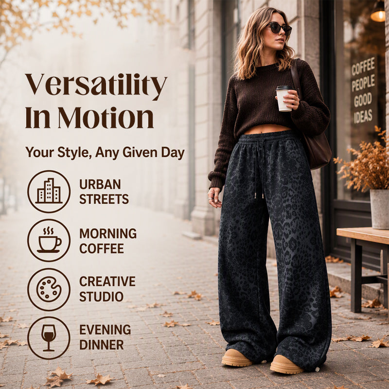 ✨Limited stock available, don’t miss out!🎉Women's Casual Leopard Print Wide Leg Sweatpants