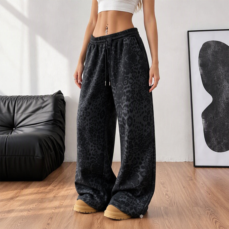 ✨Limited stock available, don’t miss out!🎉Women's Casual Leopard Print Wide Leg Sweatpants