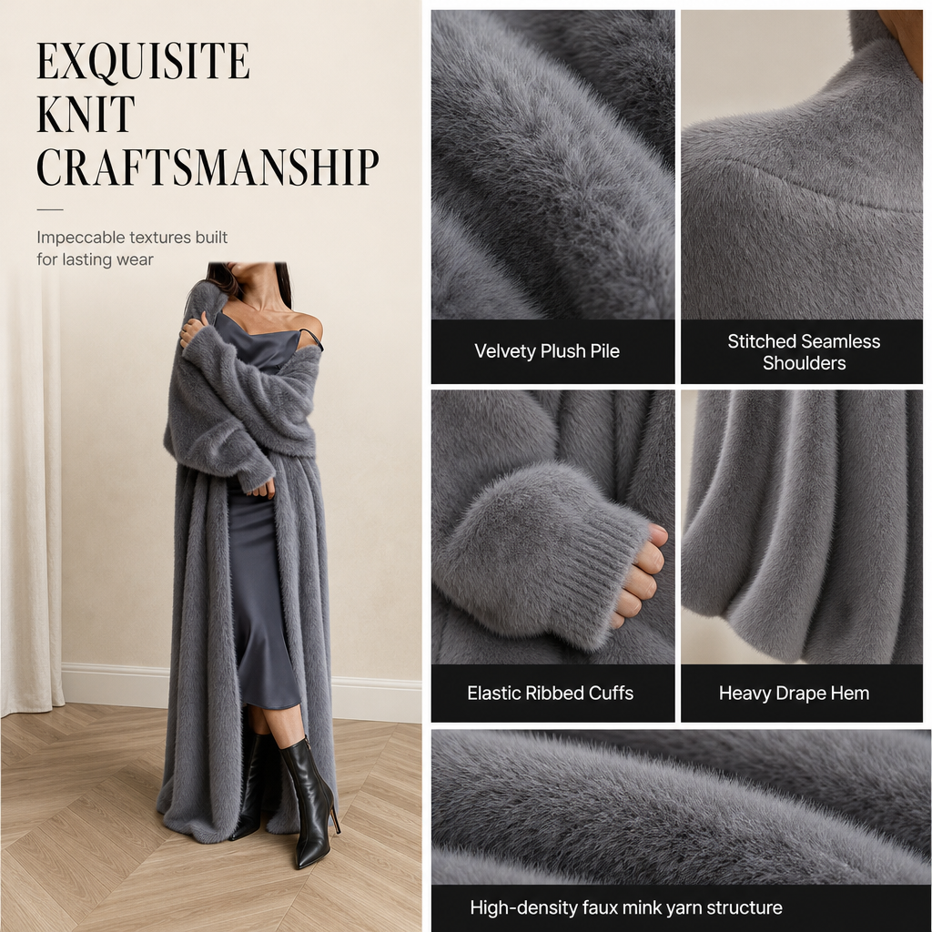 ⏰ Seasonal changeover sale: 50% off – quality at half the price! ✨Women's Faux Mink Fleece Long Cardigan Sweater Fluffy Oversized Knit Coat for Autumn and Winter